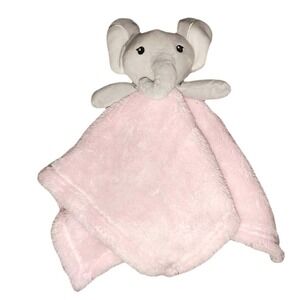 CUTIE PIE Elephant Pink Fleece Security Blanket Lovey Baby Girl Gray 15x15 Soft